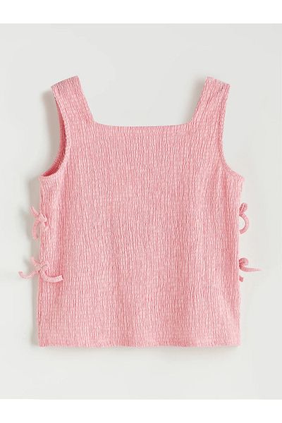 LC Waikiki Lcw Kids Pink Square Collar Bow Detail Girl Blouse
