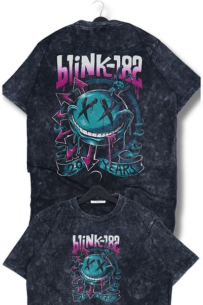 Fuddy Moda Oversize Blink-182 20 Years Back Printed Washable T-shirt, Unisex ρετρό μπλουζάκι με θέμα την ροκ μπάντα