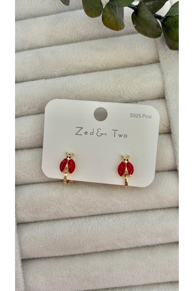 arya luxe Uğur Böcekli Minik Mucize Çocuk Küpesi KLİPSLİ