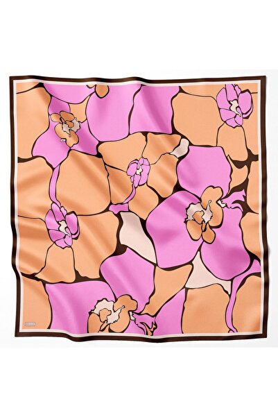 Belli Eșarfă din mătase pură Tivil 4041 - 32 Roz cu model mixt