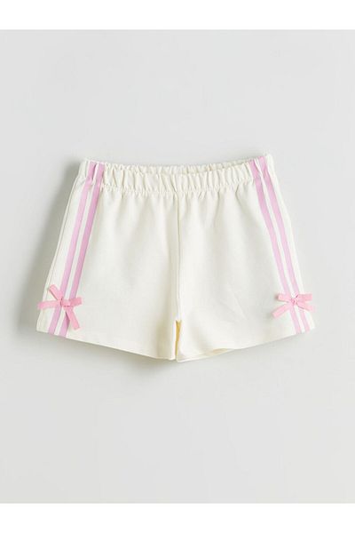 LC Waikiki Ecru Ribbon Detailed Girl's Shorts 2-Pack