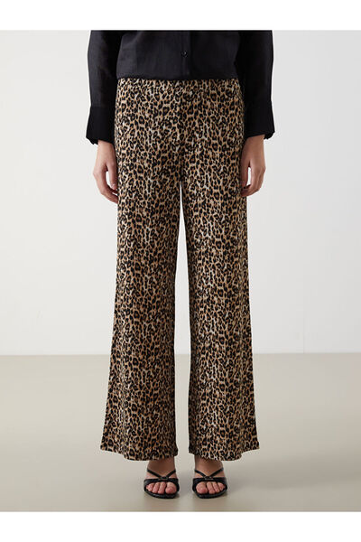 LC Waikiki Lcw Women's Elastic Waist Patterned Trousers Fast Fashion