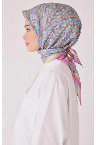 Belli Tivil Silk Scarf 4052-87 Pink Mixed Pattern