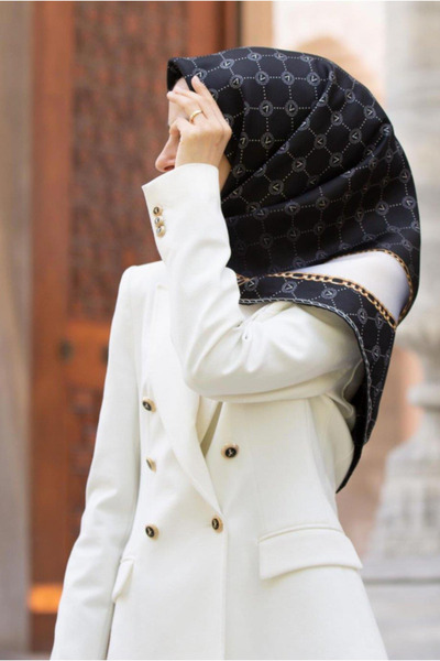 Vissona Tivil İpek Eşarp 51333 - 1 - 0001 - 0003 Siyah Karışık Desen