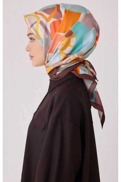 Belli Tivil Silk Scarf 4054-83 Brown Mixed Pattern