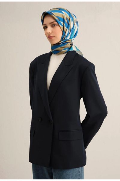 Armine Eșarfă de mătase Sura 9325-52 Model mixt albastru
