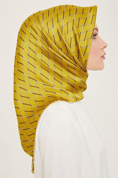 Armine Λάδι Πράσινο-καφέ Ψηφιακό Πλεκτό Μοτίβο Sura Silk Scarf 9152-43