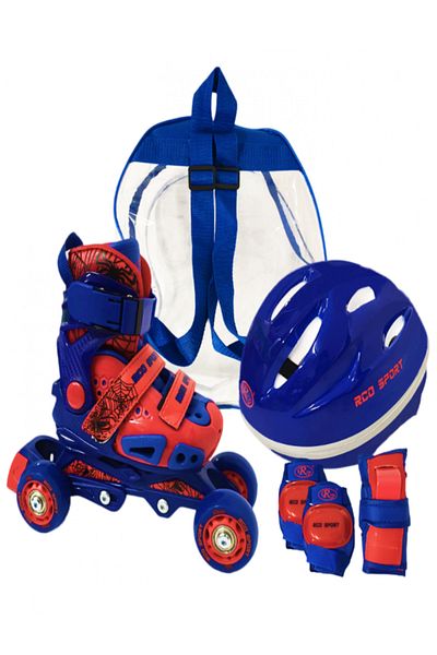 R&Co Adjustable roller set for children with multiple wheel positioning, size 29-33, Blue