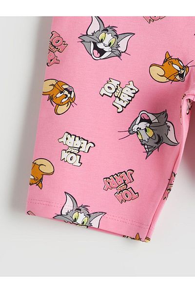 LC Waikiki Pink Tom & Jerry Printed Girl's Short Leggings