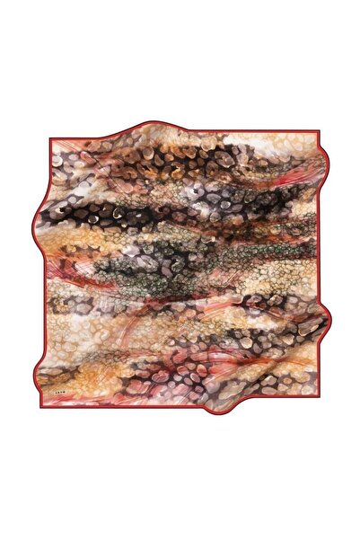 Aker Tivil İpek Eşarp 8896713-914-48224 Kırmızı Karışık Desen