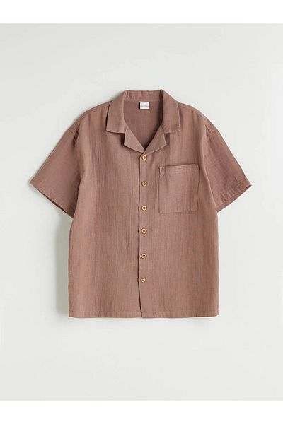 LC Waikiki Lcw Kids Brown Resort Collar Muslin Boy's Shirt