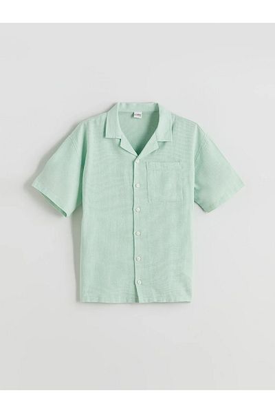 LC Waikiki Lcw Kids Green Short Sleeve Boy Shirt