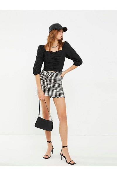 LC Waikiki Lcw Waist Zipper Closure Plaid Women's Shorts Skirt Fast Fashion