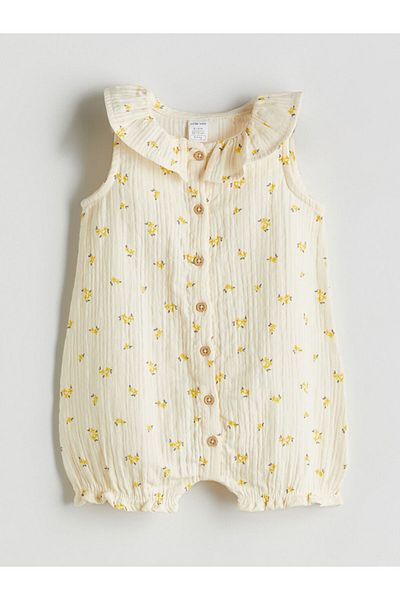 LC Waikiki Ecru Baby Collar Girl's Muslin Jumpsuit
