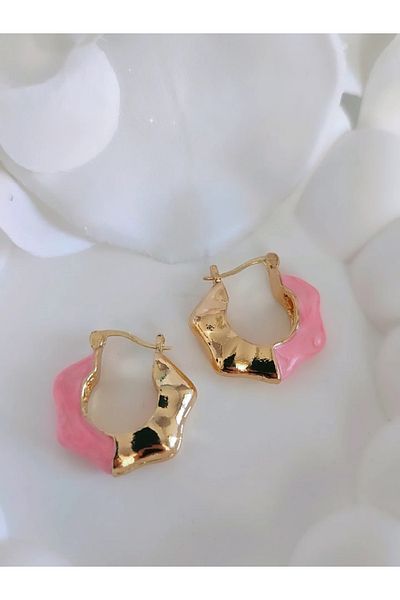 To Be Reborn Steel Enamel Ruffle Model Hoop Earrings
