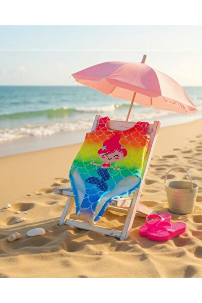 Morbellabutikaksesuar Kız çocuk Deniz Kızı desenli mayo 3-4 4-5 5-6 7-8 yaş