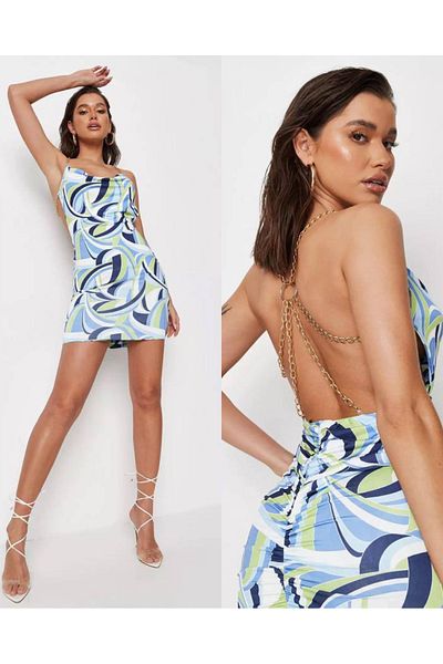 hipnoz butik Γυναικείο μίνι φόρεμα με χαμηλό πίσω μέρος