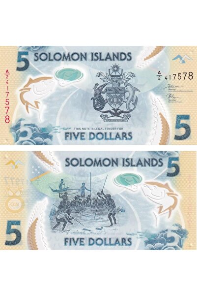 Genel Markalar Solomon Adaları, 5 Dolar (2019) ÇİL Eski Yabancı Polimer Para