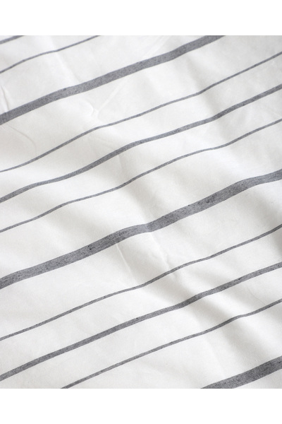 Gloriys Home & Decor Anthracite Striped Pattern Double Bedding Set Double Woolen Use with Flat Sheet