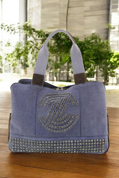 QUB CLUB Women's Casual Multi-Eye Postman Shoulder Genuine Leather Denim Bag