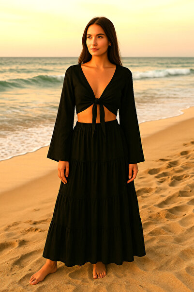 Misue Handmade Μπλούζα με δέσιμο υψηλής ποιότητας, μπλούζα με δέσιμο με ισπανικό μανίκι, καλοκαιρινή μπλούζα από ύφασμα Shile από 100% βαμβάκι