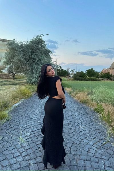 MOZENA Front Tie Crop Asymmetrical Slit Skirt Double Set