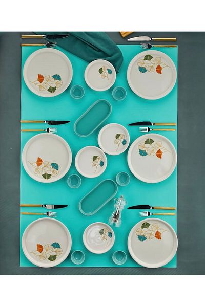 Lili home 18 Piece Ceramic Breakfast Set for 6 People - St. John's Wort Pattern