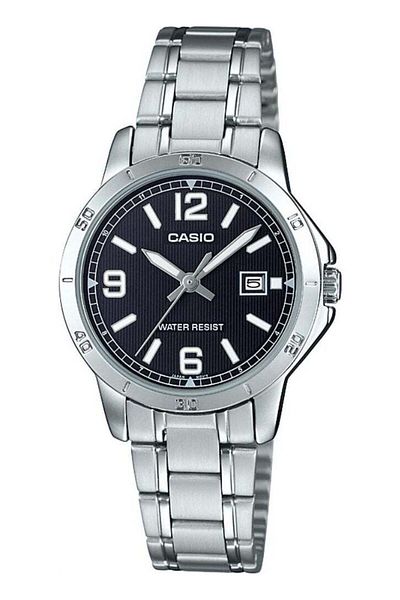 Casio LTP-V004D-1B2 Analog Watch with Stainless Steel Strap - 35 mm - Silver