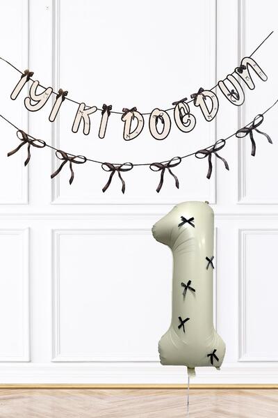 PEKSHOP Μαύρο Πανό με Φιόγκο και Σετ Μπαλονιών Γενεθλίων με Μπαλόνια Ετών