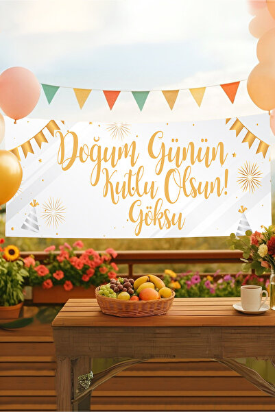 Postermanya Gold Temalı Isimli Doğum Günü Pankartı, Yetişkin Doğum Günü Afişi...