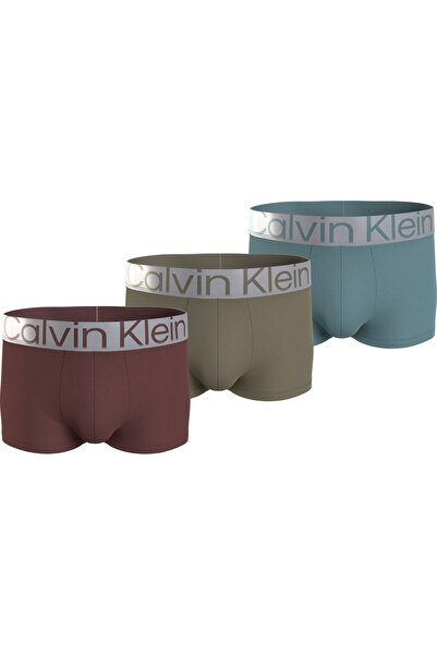 Calvin Klein LOW RISE TRUNK 3PK Erkek Kahverengi-Bej-Mavi 3'lü Boxer Set