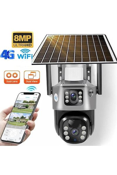 rut&cari 4k Surveillance Camera – Solar, 4g Sim Wifi, Dual Lenses, Motion Sensor, Outdoor