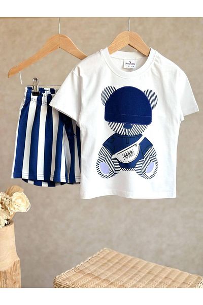 JELİBOOM Bear 3D Boy's Shorts Suit 100% Organic Cotton