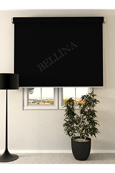 Bellina Perde Siyah İthal Mat Polyester Etek Dilimsiz Zebra Stor Güneşlik Per...