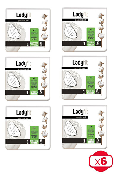 Lady Fit Cotton Pad Normal 8Pcs X6 Pack (48 Pieces)