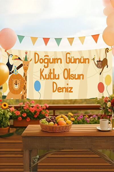 Postermanya Hayvanlar Isimli Doğum Günü Pankartı, Doğum Günü Afişi, Çocuk, Be...