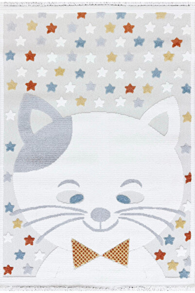 Halıstores Yıldız & Kedi Figürlü Çocuk Odası Genç Odası Halısı 133 X 190 Cm