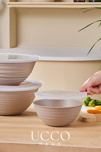 UCCO Set of 3 Storage Containers 1+2+3 Liter Food Storage with Lid Microwave Refrigerator Compatible Pinterest Bowl