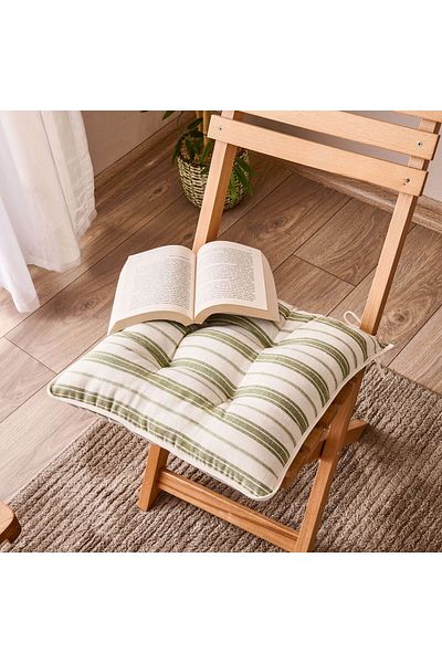 MATMEL Soft Waist Chair Cushion - Ecru / Green - 43X43 cm