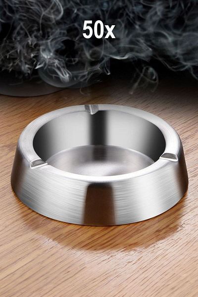Falconetti 50 Pieces Steel 12.5 cm Cafe Restaurant Restaurant Round Ash Tray Ashtray Mt170B