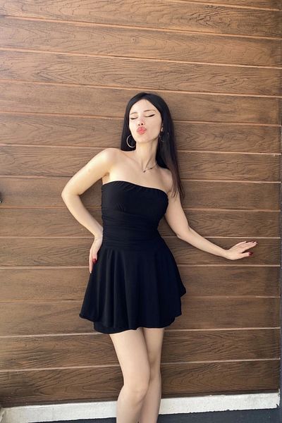 MOZENA Strapless Skirt Mini Dress with Shorts