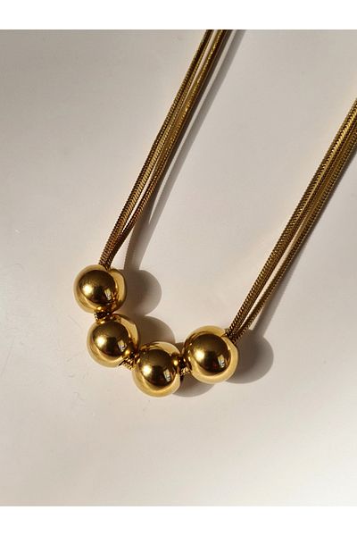 Mirage Design Gold Detailed Steel Necklace 20