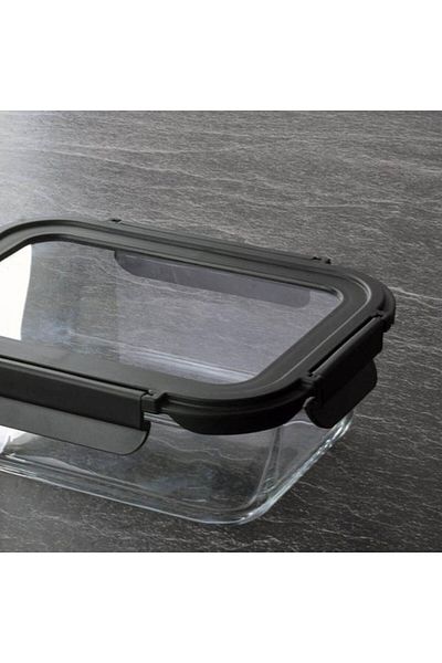 MATMEL Lockable Glass Storage Container - Black - 1000 ml