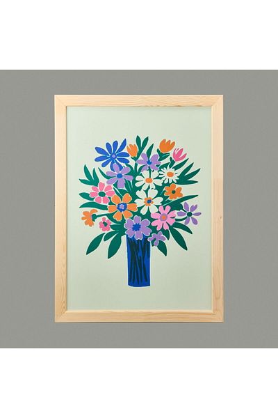 ASPARTAM Deco Granny Summer Framed Painting - Blue - 50X70 cm