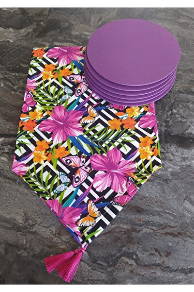 Elioure Mor kelebek desenli 6'lı servis ve suplalı set, şık ve kullanışlı ev ...