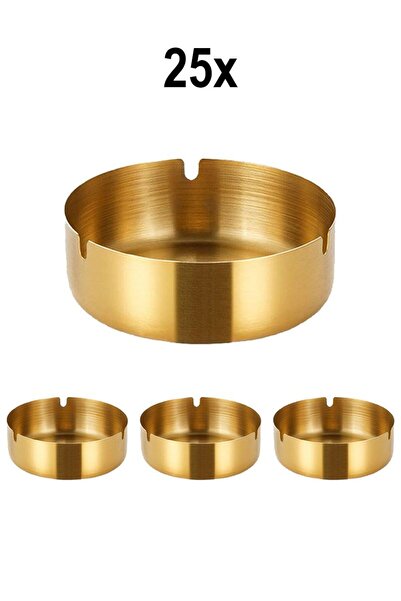 Falconetti 25 Τεμάχια Ατσάλινο Χρυσό 8 εκ. Τασάκι Στρογγυλό Τασάκι Καφέ Εστιατόριο Φαγητοπωλείο