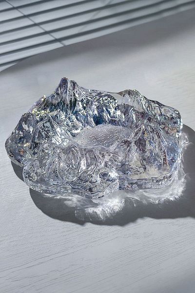 Falconetti Crystal Glass Mountain Mountain Design Shiny 3D Ash Tray Cigar Ashtray Mt176