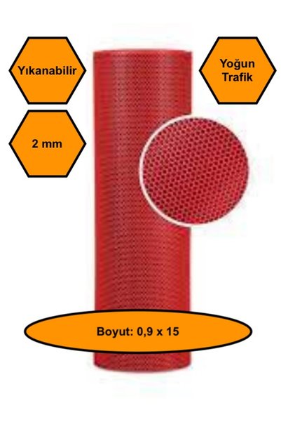 MRT PLASTİK Red Honeycomb Mat Pvc Anti-Slip Honeycomb Mat, 0,9X15 Meters