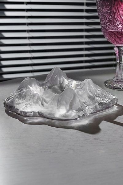 Falconetti Crystal Glass Mountain Mountain Design Ice Look 3D Ash Tray Cigar Ashtray Mt177