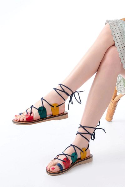 TB Terzi Bey 205-01 Multi Ankle Strap Orthopedic Genuine Leather Women's Sandals